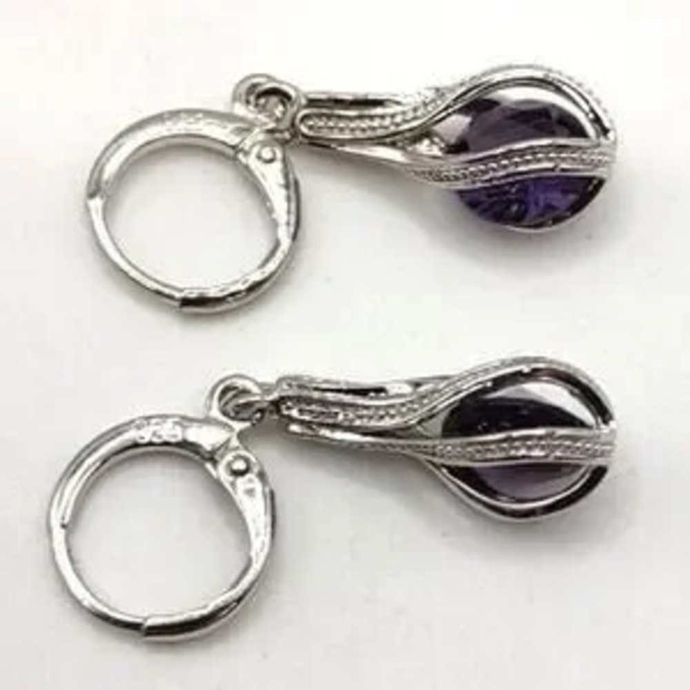 925 Silver Earrings Teardrop Purple Lab Amethyst Fashion Jewelry Birthday Gift